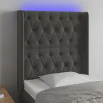 Tăblie de pat cu LED, gri închis, 83x16x118/128 cm, catifea GartenMobel Dekor