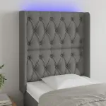 Tăblie de pat cu LED, gri închis, 83x16x118/128 cm, textil GartenMobel Dekor