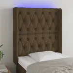 Tăblie de pat cu LED, maro închis, 83x16x118/128 cm, textil GartenMobel Dekor