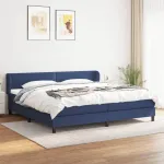 Pat box spring cu saltea, albastru, 200x200 cm, textil GartenMobel Dekor