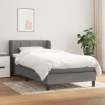 Pat box spring cu saltea, gri închis, 90x190 cm, textil GartenMobel Dekor