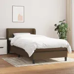 Pat box spring cu saltea, maro închis, 90x200 cm, textil GartenMobel Dekor