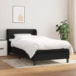 Pat box spring cu saltea, negru, 90x200 cm, textil GartenMobel Dekor
