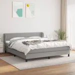 Pat continental cu saltea, gri deschis, 160x200 cm, textil GartenMobel Dekor
