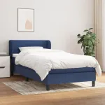 Pat box spring cu saltea, albastru, 90x190 cm, textil GartenMobel Dekor