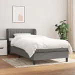 Pat box spring cu saltea, gri închis, 90x200 cm, textil GartenMobel Dekor