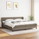Pat box spring cu saltea, gri taupe, 200x200 cm, textil GartenMobel Dekor