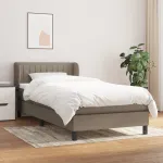 Pat box spring cu saltea, gri taupe, 90x190 cm, textil GartenMobel Dekor