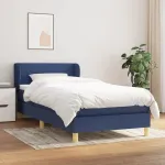Pat box spring cu saltea, albastru, 80x200 cm, textil GartenMobel Dekor