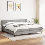 Pat box spring cu saltea, gri deschis, 200x200 cm, textil GartenMobel Dekor