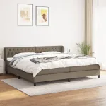 Pat box spring cu saltea, gri taupe, 200x200 cm, textil GartenMobel Dekor
