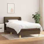 Pat box spring cu saltea, maro închis, 90x200 cm, textil GartenMobel Dekor