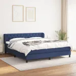 Pat continental cu saltea, albastru, 160x200cm, material textil GartenMobel Dekor
