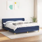 Pat continental cu saltea, albastru, 160x200cm, material textil GartenMobel Dekor