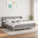Pat continental cu saltea, gri deschis, 160x200 cm, textil GartenMobel Dekor