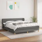 Pat continental cu saltea, gri închis, 160x200 cm, țesătură GartenMobel Dekor