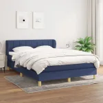 Pat box spring cu saltea, albastru, 140x200 cm, textil GartenMobel Dekor
