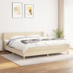 Pat box spring cu saltea, crem, 200x200 cm, textil GartenMobel Dekor