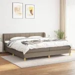 Pat box spring cu saltea, gri taupe, 200x200 cm, textil GartenMobel Dekor