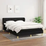 Pat box spring cu saltea, negru, 140x200 cm, textil GartenMobel Dekor