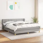 Pat continental cu saltea, gri deschis, 160x200 cm, textil GartenMobel Dekor