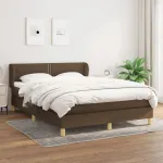 Pat continental cu saltea, maro închis, 140x200 cm, textil GartenMobel Dekor