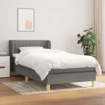 Pat box spring cu saltea, gri închis, 90x190 cm, textil GartenMobel Dekor