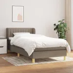 Pat box spring cu saltea, gri taupe, 100x200 cm, textil GartenMobel Dekor