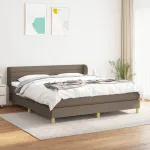 Pat box spring cu saltea, gri taupe, 160x200 cm material textil GartenMobel Dekor