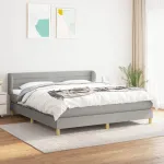 Pat continental cu saltea, gri deschis, 160x200 cm, textil GartenMobel Dekor