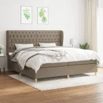 Pat box spring cu saltea, gri taupe, 200x200 cm, textil GartenMobel Dekor