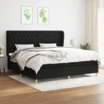 Pat box spring cu saltea, negru, 200x200 cm, textil GartenMobel Dekor