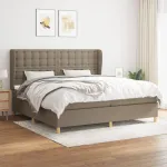 Pat box spring cu saltea, gri taupe, 200x200 cm, textil GartenMobel Dekor