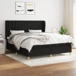 Pat box spring cu saltea, negru, 180x200 cm, catifea GartenMobel Dekor