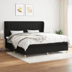Pat box spring cu saltea, negru, 200x200 cm, textil GartenMobel Dekor