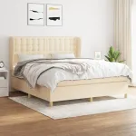 Pat continental cu saltea, crem, 180x200 cm, textil GartenMobel Dekor