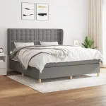 Pat continental cu saltea, gri închis, 160x200 cm, țesătură GartenMobel Dekor