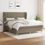 Pat continental cu saltea, gri taupe, 180x200 cm, textil GartenMobel Dekor