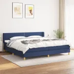 Pat box spring cu saltea, albastru, 200x200 cm, textil GartenMobel Dekor