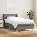 Pat box spring cu saltea, gri închis, 90x200 cm, textil GartenMobel Dekor