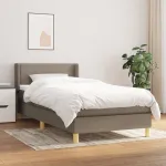Pat box spring cu saltea, gri taupe, 90x200 cm, textil GartenMobel Dekor