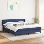 Pat continental cu saltea, albastru, 160x200cm, material textil GartenMobel Dekor