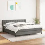 Pat continental cu saltea, gri închis, 160x200 cm, țesătură GartenMobel Dekor
