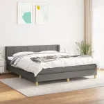 Pat box spring cu saltea, gri închis, 180x200 cm, textil GartenMobel Dekor