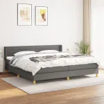 Pat box spring cu saltea, gri închis, 200x200 cm, textil GartenMobel Dekor