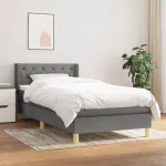 Pat box spring cu saltea, gri închis, 80x200 cm, textil GartenMobel Dekor