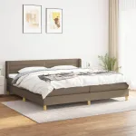 Pat box spring cu saltea, gri taupe, 200x200 cm, textil GartenMobel Dekor