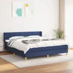 Pat continental cu saltea, albastru, 160x200cm, material textil GartenMobel Dekor