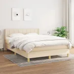 Pat continental cu saltea, crem, 140x200 cm, material textil GartenMobel Dekor