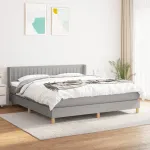 Pat continental cu saltea, gri deschis, 160x200 cm, textil GartenMobel Dekor
